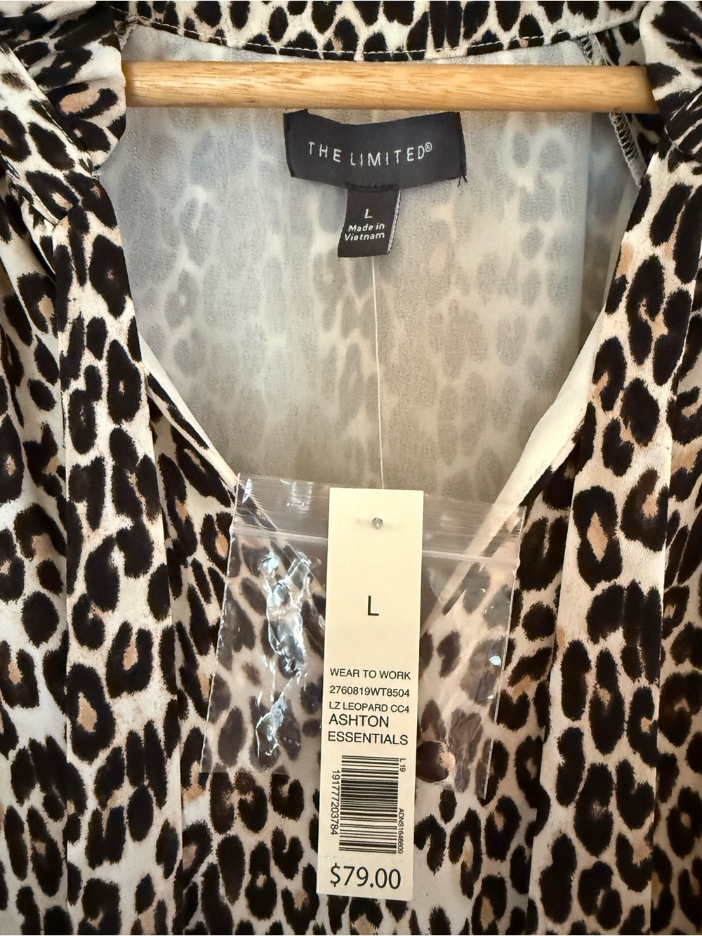 New The Limited Leopard Print Blouse - Black & Cream